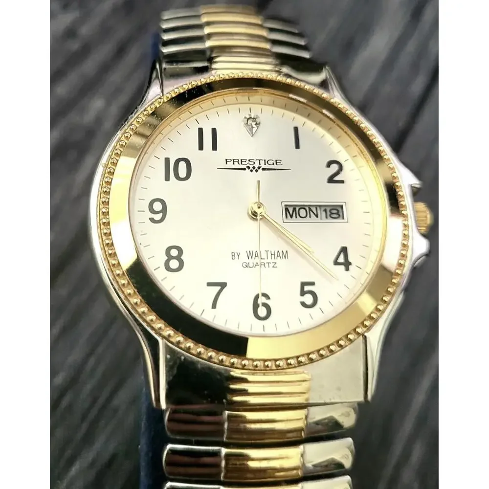 Rare‎ Vintage Waltham Prestige 80's Diamond Dial Men's Watch